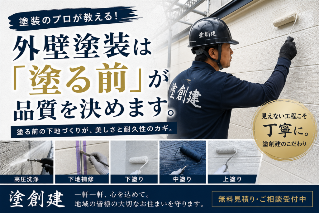 外壁塗装は「塗る前」が品質を決めます。
