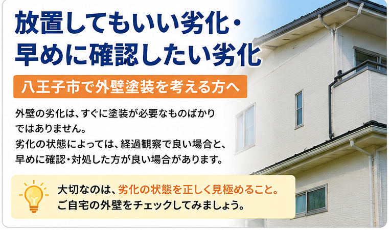 放置してもいい劣化・早めに確認したい劣化｜八王子市で外壁塗装を考える方へ