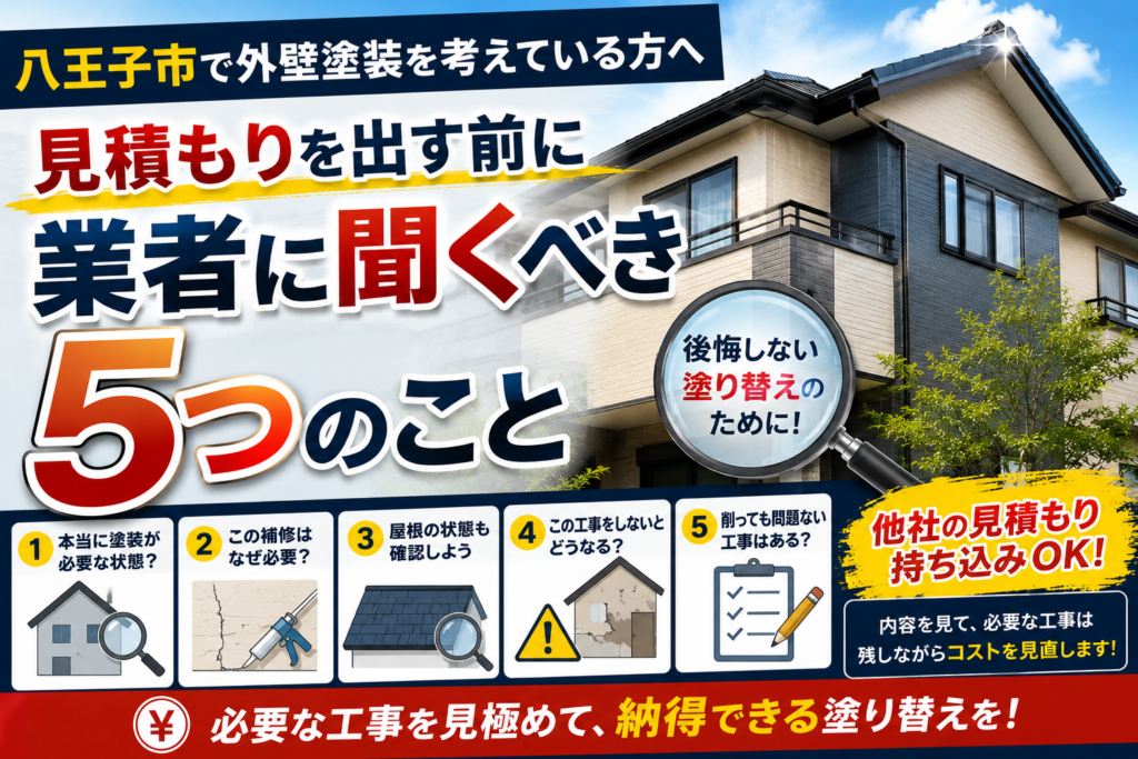 八王子市で外壁塗装を考えている方へ｜業者に見積もりを頼む前に「この5つ」を聞いてください