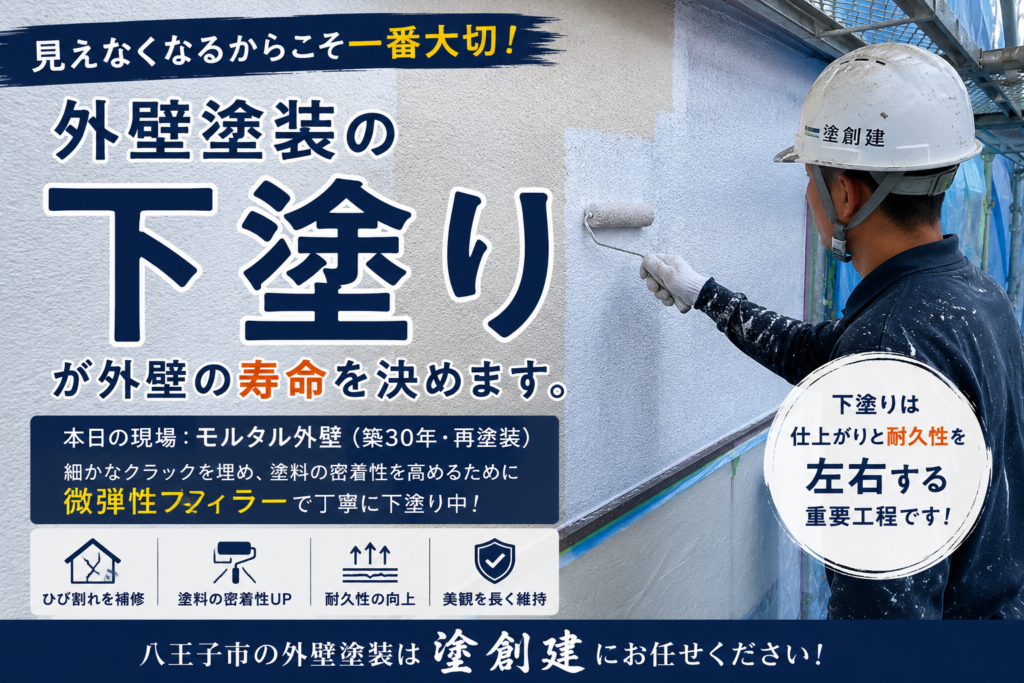 【八王子市 外壁塗装】見えなくなるからこそ一番大切。「下塗り」が外壁塗装の寿命を決めます。