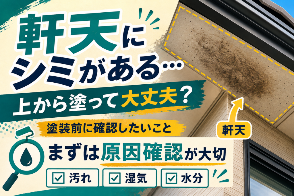 軒天にシミがある…上から塗って大丈夫？｜外壁塗装前に確認したいこと