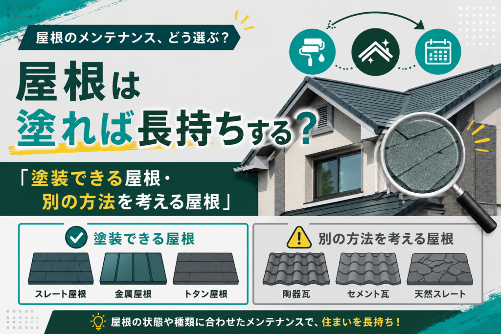 屋根は塗れば長持ちする？｜「塗装できる屋根・別の方法を考える屋根」