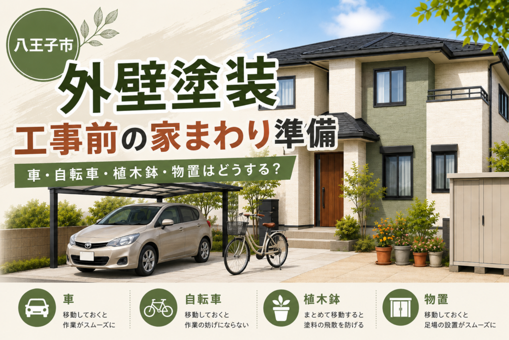 外壁塗装中、車・自転車・植木鉢はどうする？｜工事前の家まわり準備
