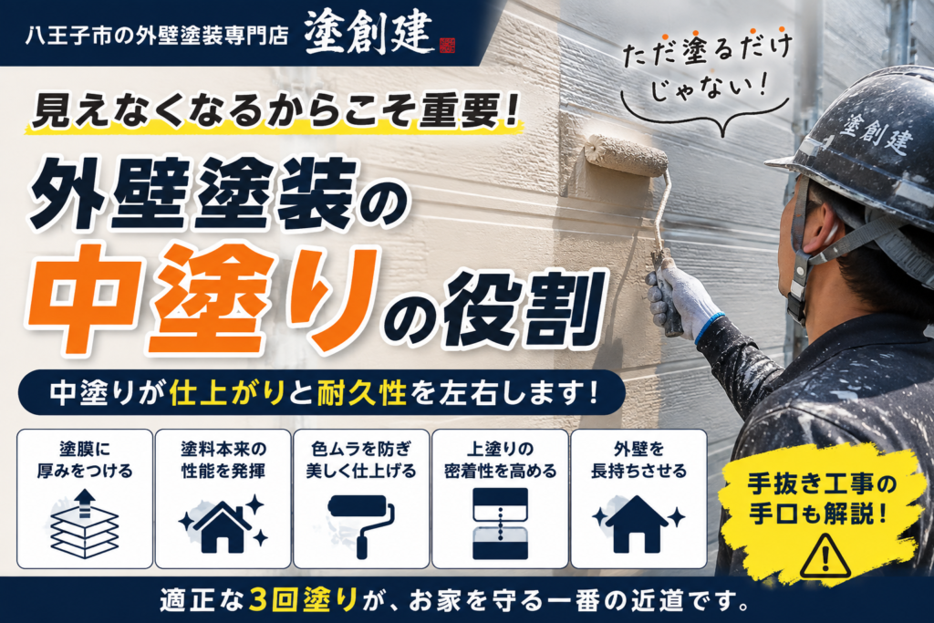 【八王子市 外壁塗装】見えなくなるからこそ重要！外壁塗装「中塗り」の役割とは？