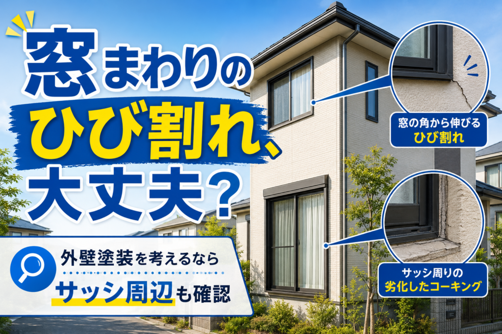 窓まわりのひび割れ、大丈夫？｜外壁塗装を考えるならサッシ周辺も確認してください