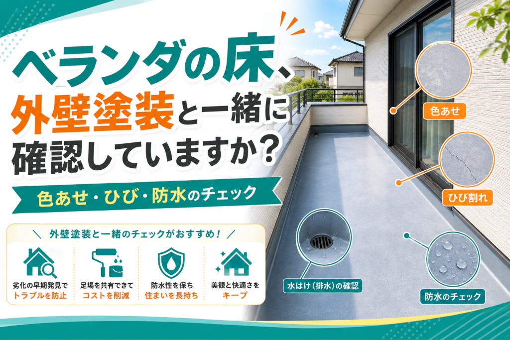 ベランダの床、外壁塗装と一緒に確認していますか？｜色あせ・ひび・防水のチェック