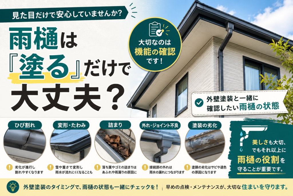 雨樋は「塗る」だけで大丈夫？｜外壁塗装と一緒に確認したい雨樋の状態