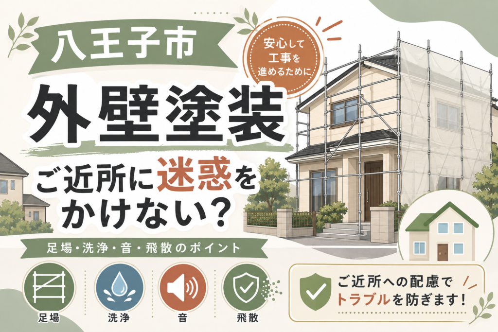 外壁塗装でご近所に迷惑をかけない？｜足場・洗浄・音・飛散について