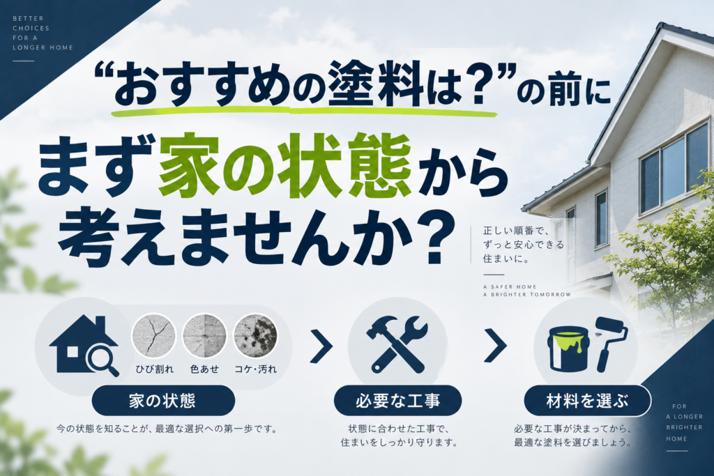 「おすすめの塗料は？」を最初に聞かなくても大丈夫｜まず“何を直したいか”から考える外壁塗装