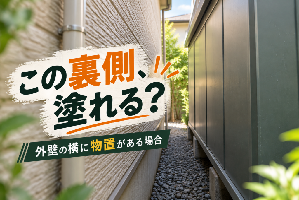 外壁のすぐ横に物置がある家は、裏側まで塗れる？｜動かせない物がある場合も先に確認します