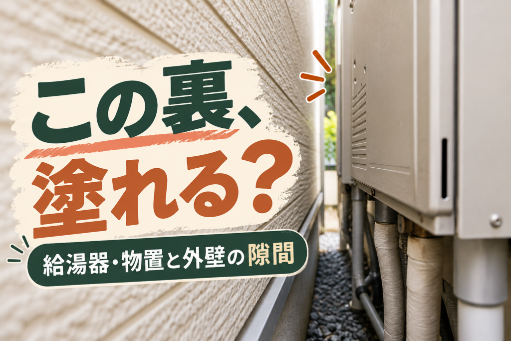 給湯器や物置の裏はどこまで塗れる？｜外壁との「狭い隙間」も工事前に確認します